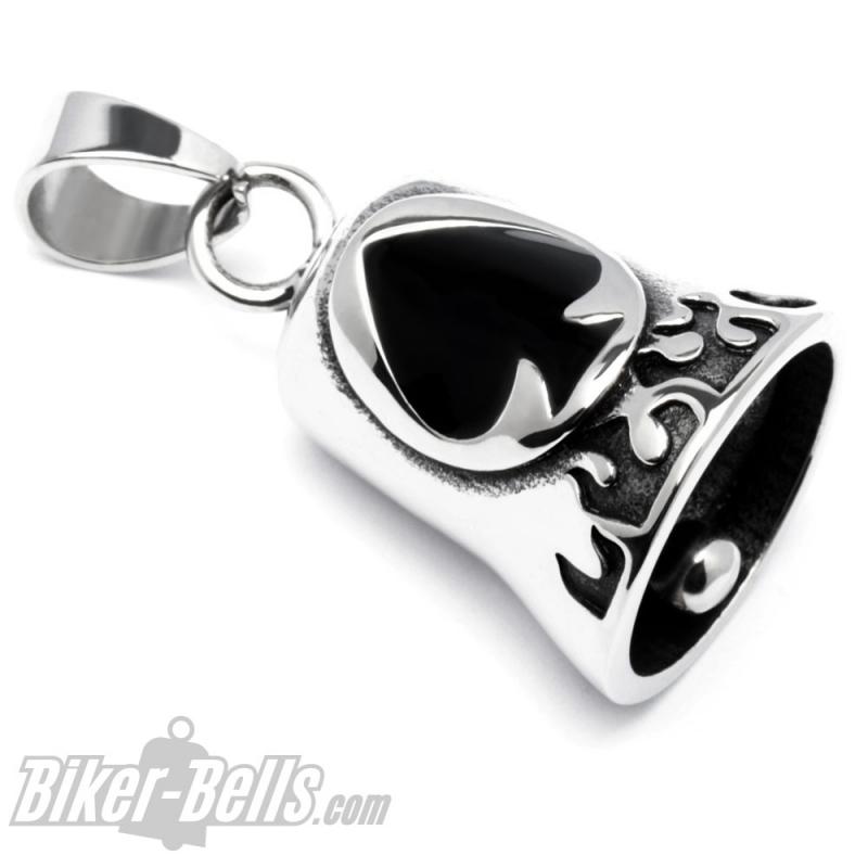 Edelstahl Biker-Bell Pik-Zeichen mit Flammen Ace of Spade Ride Bell Biker Geschenk